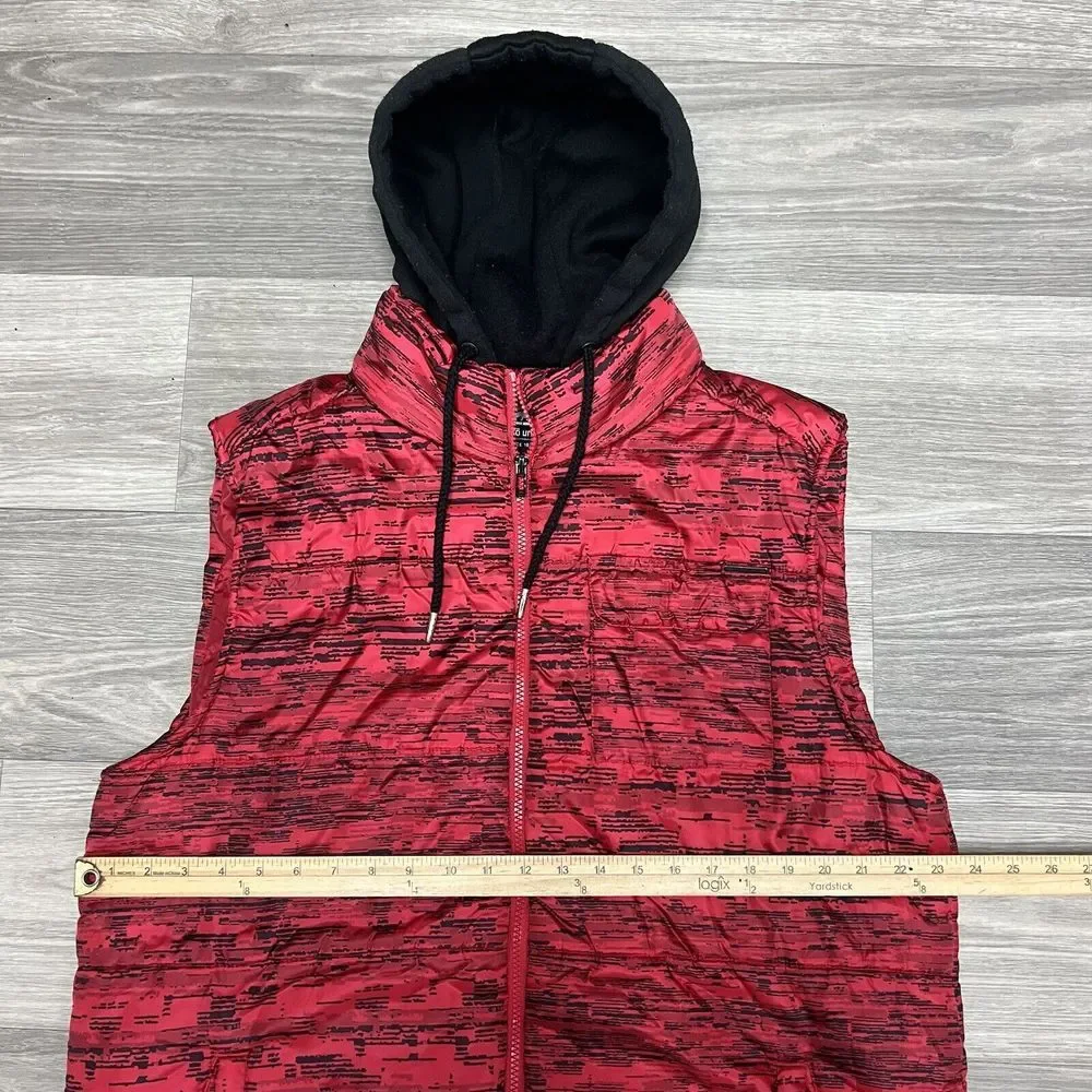 Vintage Y2K Ecko Unltd Puffer Hoodie Vest Mens Large‎ Red Tiger Camo Black Skate